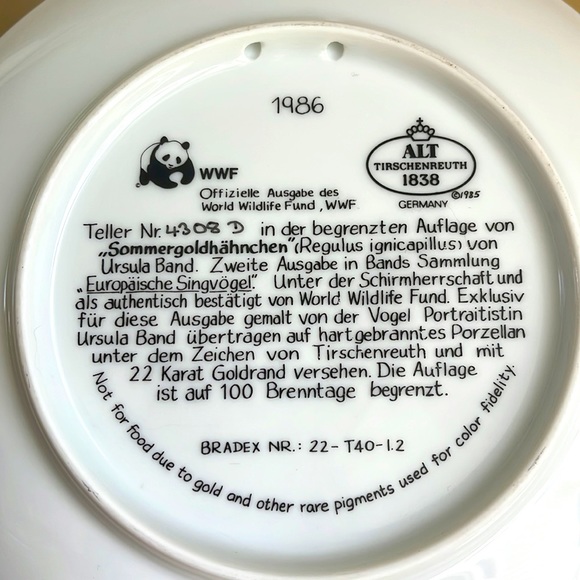 ALT | Vtg Finecrest Collectors Plate European Songbird Series Germany 1986 - Picture 2 of 6